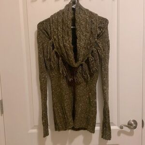 Kenzie Fringe Detail Cowl Neck Sweater Size Small